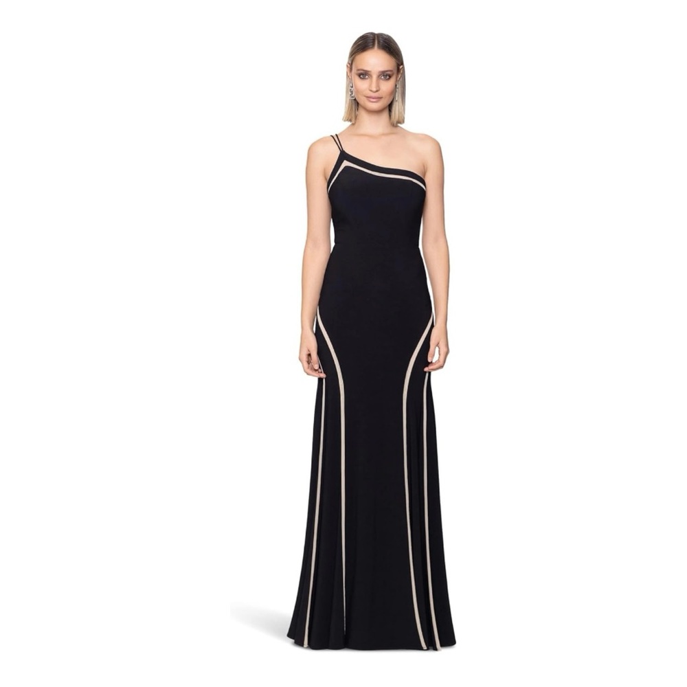 Xscape One Shoulder Ity with Mesh Inserts Dress